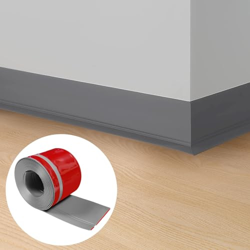 Weichsockelleiste Selbstklebend, 20 x 60mm x 20m Sockelleiste Selbstklebend für Küche und Badezimmer, Weich Sockelleiste Selbstklebende Abschlussleiste aus PVC, Flexible Knickleiste fußleisten - Grau