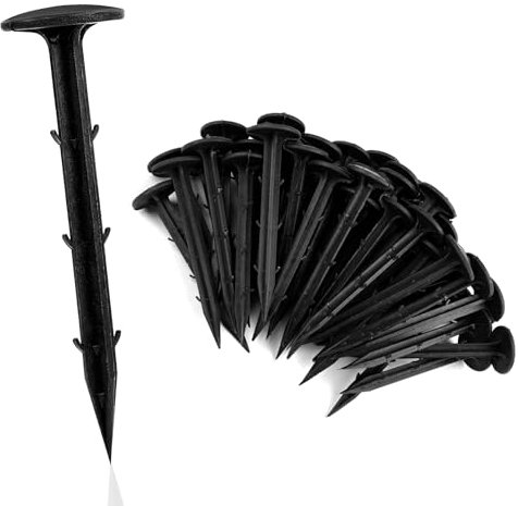 Deepton Erdanker Unkrautvlies, 50 Stück Erdnägel 10.5cm Lang, Bodenanker Schwarz, Erdspieß, Erdschrauben für Sicherheitsnetz, Maulwurfgitter, Drainagevlies, Teichvlies, Gartenvlies