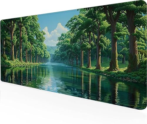 Mouse Pad Bosque Alfombrilla Ratón XXL 120 x 60 cm, Impermeable Alfombrilla Raton Verde Mousepad con Base de Goma Antideslizante Tapete Escritorio Accesorios Gaming para Hogar Oficina -Ly4126W6