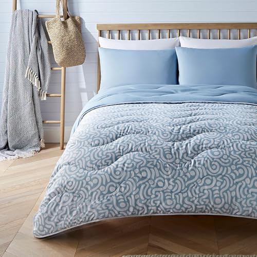 Night Lark Coverless Duvet and Pillowcase Set, Spring Summer Collection – 6 Tog Coverless Double Duvet with Advanced Smartfil® Fibre, Machine Washable, Hypoallergenic – Abstract Waves, Double Bed Size