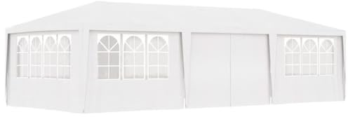 Myheimly Profi Partyzelt mit Seitenwänden UV-beständig Wasserbeständig Pavillon Festzelt Gartenpavillon Gartenzelt Garten Bierzelt Weiß,4 x 9 m