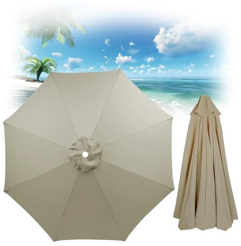 Sonnenschirm Ersatzbezug, Ersatzbezug Für Sonnenschirm Mit 6/8 Streben, 2 M/2,7 M/300 Cm, Ersatzdach Für Schirm, Ersatztuch Für Sonnenschirm, UV 50+ Bezug Für Gartenschirm(Taupe,6 ribs-2m(6.5ft))