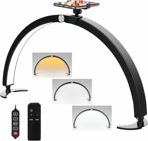 XDRGOOIUY Halbmondlicht für Nageltisch mit Telefonhalter, 29 Zoll 40 W Nageltechniklicht, Nageltischlampe stufenloses Dimmen