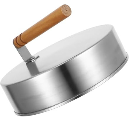 Abaodam Cúpula De Acero Inoxidable para Derretir Queso con Mango De Madera Tapa para Vapor y Grill para Cocinar Al Aire Resistente y Fácil De Limpiar