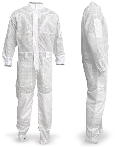 Apis Tactical Pro Full-Length Beekeeper Suit for Men & Women, Ventilated Cotton Mesh, Protective Bee Keeper Suits for Hive Inspections - White, XL-Tall