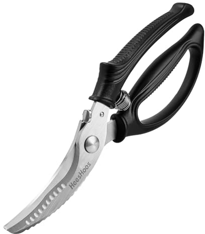 Poultry Shears, Heavy Duty Poultry Scissors & Chicken Shears for Easier Spatchcock, Cutting Chicken Bones, Meat, Turkey, Fish & Herbs. Spring-Loaded, Safety Lock & Dishwasher Safe