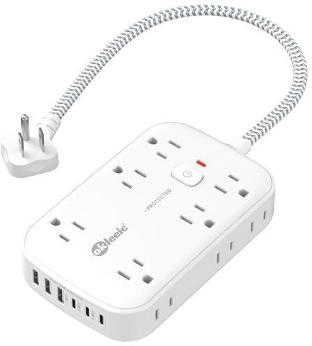 Flat Outlet Extender with 12 Inch Cord, Surge Protector Flat Plug Extension Outlet Splitter Adapter, 12 AC 6 USB(3 USB C) with Electrical 3 Way Multi Wall Plug Extender for Travel Dorm Room Essentials