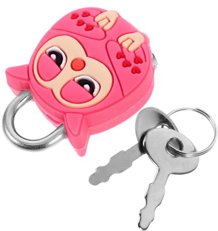 HOMSFOU Mini Lucchetto Portatile in Metallo a Forma Di Gufo, Lucchetto Di Sicurezza Con Chiave Per Armadietti, Zaini, Valigie e Portagioie, Design Creativo Cartone Animato, Compatto e Resistente