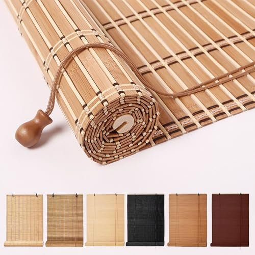 Bambus-Rollos im Retro-Stil, Bambus, für Fenster, Sonnenschutz und Privatsphäre, Seitenzug-Rollos, ideal für Terrasse/Garten/Fenster/Tür, Größe:140 cm x 280 cm (Natur)