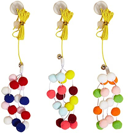 YAOGUI Einziehbares Katzenspielzeug, Seil, lustige Katzen, neckendes Spielzeug, Indoor-Übung, Pompons + Frühlingspompons aus Plüsch