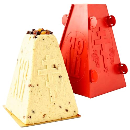 2.2 lb Red Pascha Mold Large Plastic Easter Cheese Mold Form 1kg (Inner Size 1.5 x 4.3 x 6.5) Decorative Russian Paska Pascha Paskha Mold for Homemade Easter Decorations & Festive Table Treats