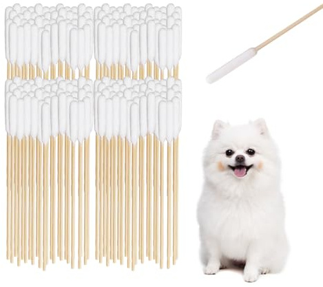 Honoflux 200 Pcs Pet Dog Ear Cleaner Cotton Buds, 6 Inch Large Cotton-Buds | Big Cotton Swab Sticks, Animal Ear Cleaning Cotton Swab Sticks Wax Remover for Cat Dog Ear-Wax Infection Removal Itchy