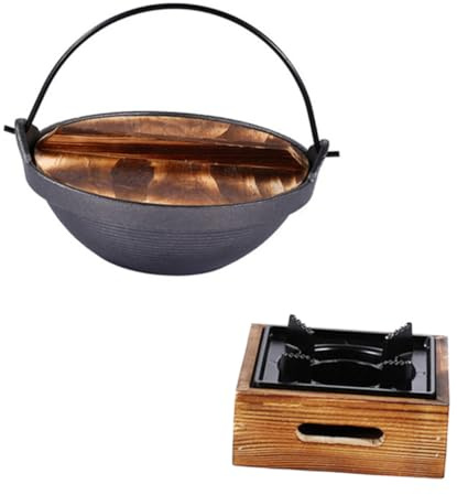Uonlytech Marmite En Fonte Japonaise 20 Cm Espacée Antiadhésive Fer Haute Température Pour Cuisson Soupe Ramen Fondue Japonaise Usage Domestique Avec Four Aluminium Small Set