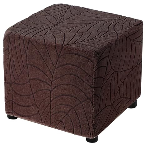 QUARKZMAN 1 Stück Ottomane Schonbezug Hockerbezug, für Länge 33-45.7cm Hocker Hussen für Fußhocker, Stretch Bezug Waschbar Ottomane Abdeckung Überzug Hocker Protector - Kaffee
