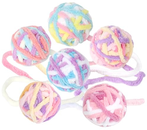 MOTIBACK Filzbälle für Katzen mit Glöckchen | 6 Stück Katzenspielzeug Set | Spielzeug zur Selbstbeschäftigung für Kitten & Katzen | Bunte Katzenbälle im Baumwollsäckchen