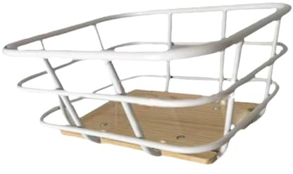 kesurpae Mångsidig vit cykelhållare i metalltråd för cykel fram, lätt och långvarig, för vandring och cykling. Cykelhållarkorgen har måtten 36 cm x 32 cm x 20/14,17 tum, Ingen fäste, 36x32x20