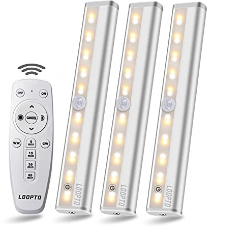 LDOPTO Nachtlicht mit Fernbedienung, dimmbare led wandleuchte, Batteriebetrieben Lichter mit Fernbedienung, Schlafzimmerlampen, Schranklicht Kinder Nachtlicht 3 Stück