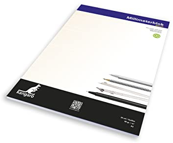 Kangaro Millimeterpapier A3 80 grams block 25 Blatt, K-5595, Weiß