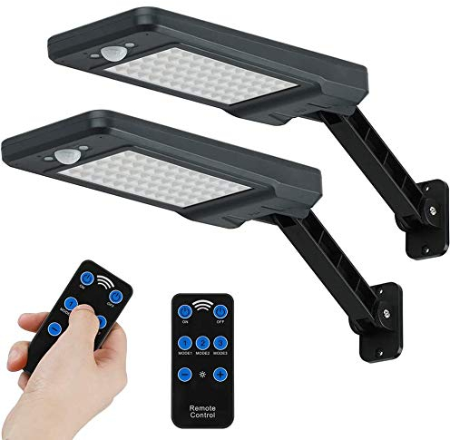 GEYUEYA Home Luces solares al aire libre 900 lúmenes, para exteriores, sensor de movimiento solar, luces de seguridad IP65, impermeables, luces de pared con piedras giratorias instaladas