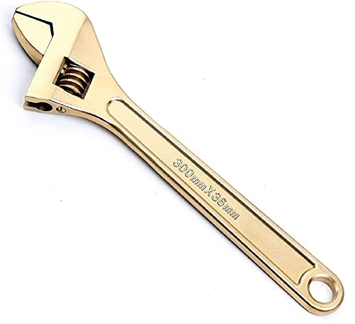 WEDO Clé réglable de 12 pouces (300 mm),Clé à Molette de Sans étincelles,Ajustement Rapide avec Écrou,aluminium bronze,Clé à Molette Grande Ouverture Capacité de la Mâchoire 36mm,certificat BAM et FM