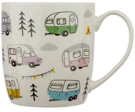 Puckator Wildwood Caravan Porcelain Tea Coffee Mug - Funny Home Accessories - Cute Gifts for Girlfriend - Large Mugs for Men Women Hot Drinks - Cute Cups Presents - Secret Santa Gift - Cup Set