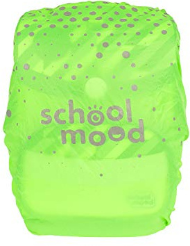 School-Mood Regenschutz für Schulranzen – Wasserdichte Regenhaube, Neonfarben mit retroreflektierendem Aufdruck aus Polyester, Regenhülle zum Schutz des Schulrucksacks, Einheitsgröße (neongrün)