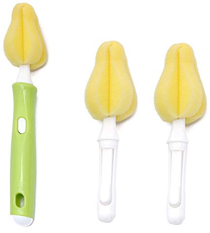 AKOAK 1-pack babyborste rengöringsborste set roterar fritt för att ersätta huvudet svamp flaska borste