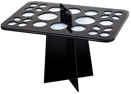 Minkissy - Supporto pieghevole per pennelli da trucco, 26 fori, per pennelli da trucco, con supporto per asciugacapelli, colore: nero
