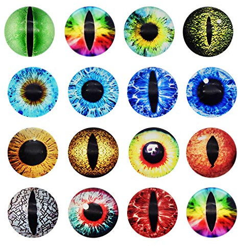 Julie Wang 20MM 40PCS Drachenaugen Glas Cabochonaugen für Tonpuppenherstellung Skulpturen Requisiten Basteln DIY Fundstücke Schmuckherstellung