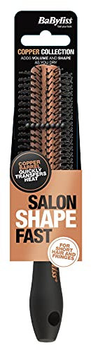 BaByliss Copper Small Barrel Round Hair Brush, Nylon Pins, Round Brush for Blow Drying, Black