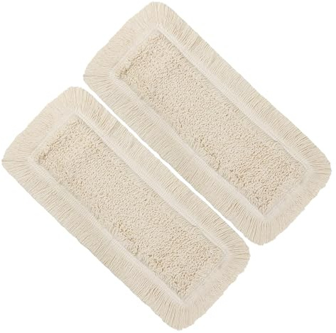 OKAEI Wischmopp Bezüge 60 cm Beige, 2er Set – Baumwoll Wischbezug für Bodenwischer – Ersatzbezüge für Klapphalter – Starke Schmutzaufnahme für Trocken- & Nassreinigung