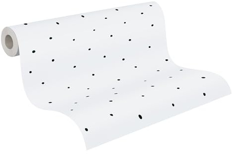 A.S. Création 381391 Little Love Papier peint sans PVC pour chambre d'enfant Motif à pois Noir/blanc satiné