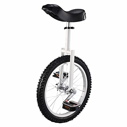 HXFENA Einrad,Balance Radfahren ÜBung Verstellbar Skidproof Acrobatic Fitness Einräder Contoured Ergonomischer Sattel mit StäNder,One Size / 18 Inches/White