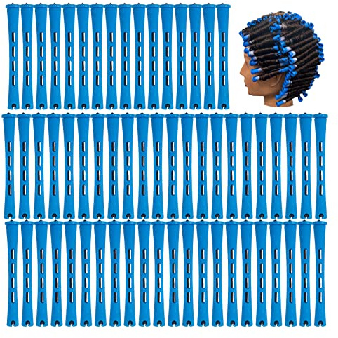 Perm Rods,60 pcs Small Size Hair Rollers for Natural Hair Long Short Hair Styling Tool Hair Curlers 0.35 inch Blue Color