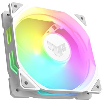 ASUS TUF Gaming TR120 ARGB Reverse Blade White Gehäuselüfter Single Pack | 120mm PWM PC Lüfter, 2000 rpm, 2.75 mm H2O, 76,3 CFM Luftstrom, 16 einzeln adressierbare RGB-LEDs, weiß