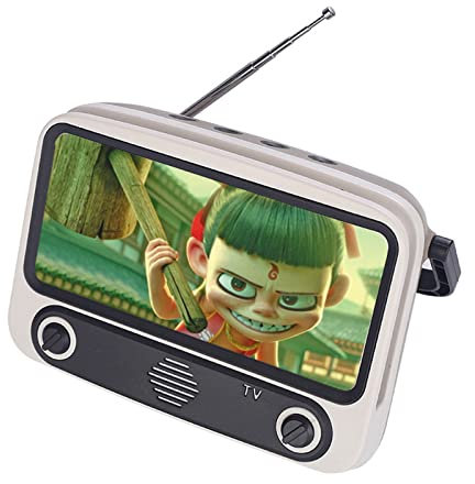ZXNQ Mini Retro TV Radio FM Soporte de teléfono portátil Home Theater Party Reproductor de música Bluetooth 5.0 Altavoces,Gris