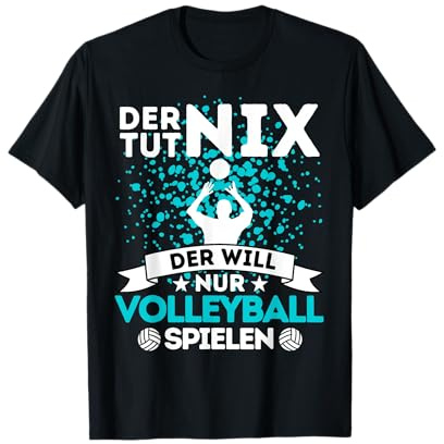 DER TUT NIX! DER WILL NUR VOLLEBALL SPIELEN! Volleyballer Beachvolleyball T-Shirt für Jungen in Schwarz, Klein, Kurzarm, Klassische Passform