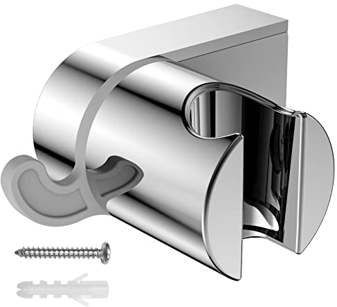 YEAUPE Supporto per soffione doccia con materiale di fissaggio, supporto doccia con viti, cromato, compatibile con la maggior parte dei soffione doccia