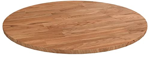 vidaXL Solid Wood Oak Round Table Top Kitchen Dining Room Restaurant Cafe Hotel Wooden Replacement Dining Table Top Light Brown Ø40x1.5 cm Treated