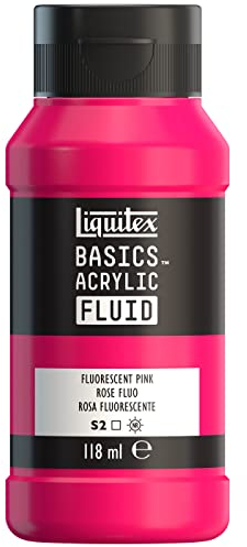 Liquitex 8870425 Basics Fluid - Peinture acrylique à consistance fluide, à séchage rapide, résistante à la lumière, imperméable, à base d'eau, Flacon de 118 ml, Rose Fluorescent