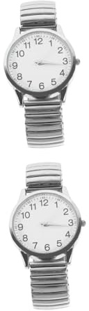 Mikikit 2 Stück Leuchtende Oberfläche Die In Erweiterung Moderne Armbanduhr Geschenke Zifferblatt Armband Mit Rostfreien Uhren Herren Mittleren Alters Fortgeschritten Groß Dehnbar Leicht