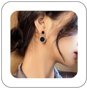 Yienate Schwarze Geometrische Runde Kristall Ohrringe Vintage Disc Drop Hochzeit Strass Kreis Ohrringe Anweisung Kristall Punkt Stud Funkelnde Prom Schmuck Für Frauen Und Mädchen