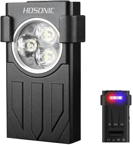 HOSONIC E7 Mini Linterna LED Potencia 1100 Lumens Con Luz UV Roja, Pequeña Linternas Llavero USB Recargable Con Clip, Magnética, IPX5 Impermeable 10 Modos Flashlight