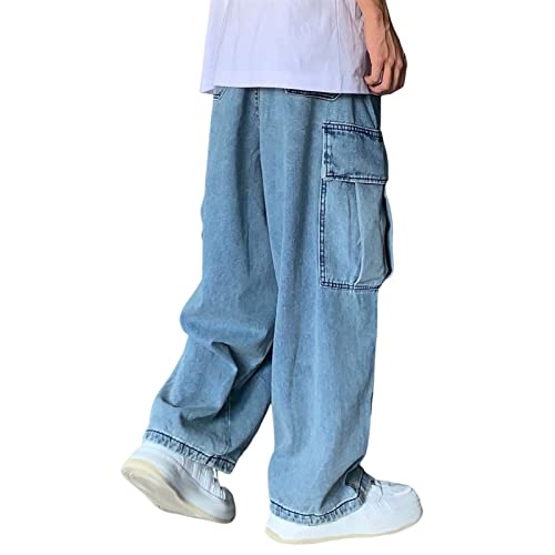 Sawmew Herren Baggy Jeans Hip Hop Jeans Teenager Junge Streetwear Skateboard Y2K Hose Mode Skater Skateboard Hose