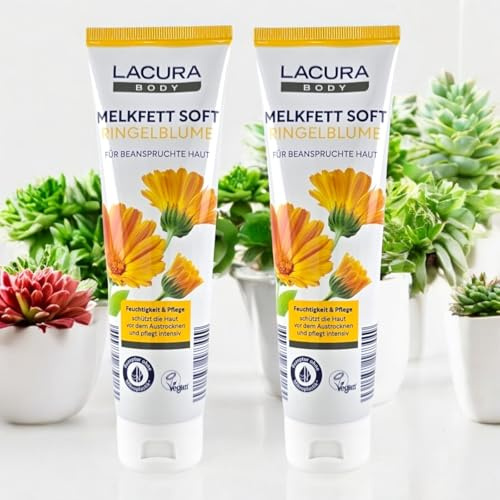 Melkfett Soft für den Ganzenkörper Feuchtigkeit und Pflege mit Ringelblume für Beanspruchte Haut Vegan 150ml(2 Er Pack)