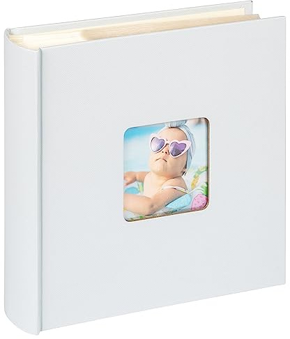 walther design Fun ME-110-BL Photo Album, Memo Slip-In Album with Cover Cut-Out, 200 Photos, 10 x 15 cm, Light Blue