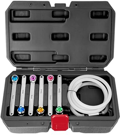 BILITOOLS Brake Bleeder Wrench Set, 7 8 9 10 11 12 MM Brake Bleeding Wrench Set with Non-Return Check Valve