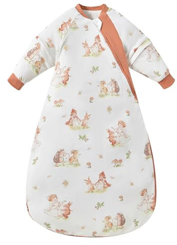 Chilsuessy Baby Schlafsack Winter mit abnembar Langarm Warm Wattiert Babyschlafsack Kinder Ganzjahres Schalfsack für Jungen und Mädchen, Märchen Wald/2.5 Tog, S/Baby Höhe 60-70cm