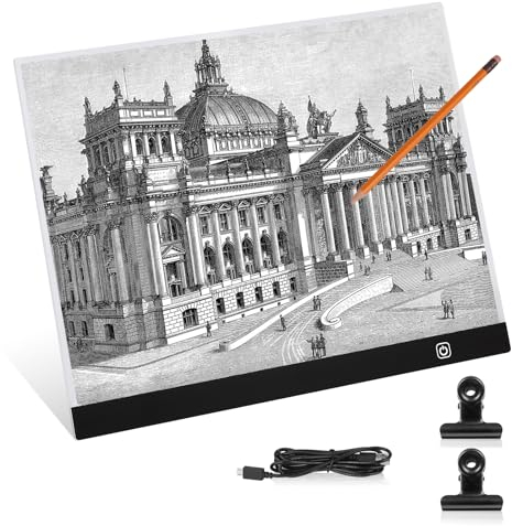Lanvixo Tavoletta Luminosa A3 Tavolo Luminoso, Light Box con 3 Luminosità Regolabile Lavagna Luminosa Tavola da Disegno Ultra Sottile per Animazione Schizzi Pittura a Diamante 5D