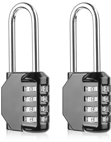 Fonyet 2 Stück Zahlenschloss Vorhängeschloss mit Zahlencode Langes Bügel Zahlenschloss 4 Stellig Metall Schloss mit Zahlencode für Türen, Schließfächer, Gartenzäunen, Werkzeugkasten, Fitnessstudios